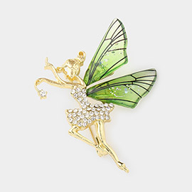 Rhinestone Embellished Tinkerbell Fairy Pin Brooch